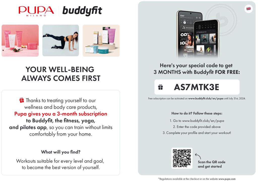 3 Mesi gratuiti di Buddyfit - PUPA Milano image number 0